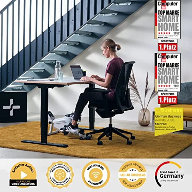 SportPlus Beintrainer für zuhause & Büro, Mini-Heimtrainer mit Magnet-Bremse & 8 Widerstands-Stufen, mit Trainingscomputer, extra breite Pedale, App kompatibel | Heimtrainer Fahrrad | Minibike – Bild 2