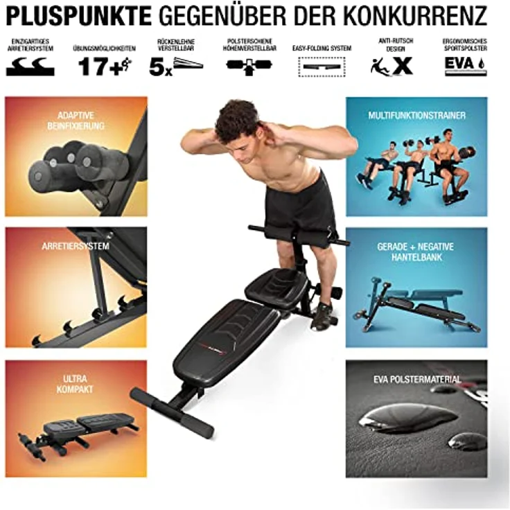 Sportstech Hantelbank BRT500, 8in1 Multifunktion, Easy-Folding-System, EVA Polstermaterial, inkl. XXL-Übungsposter - Preisvergleich – Bild 7