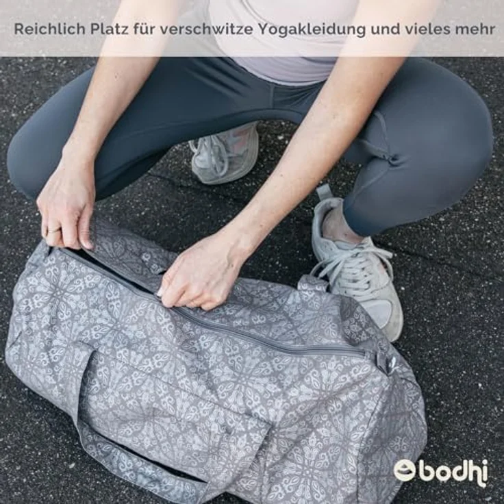 Bodhi Hot Yoga Bag | Maharaja Collection | Yogatasche aus Baumwolle mit wasserfestem Innenfutter | Große Yogamattentasche | Tasche für Yogamatte und Zubehör | Lotus/Berry – Bild 5