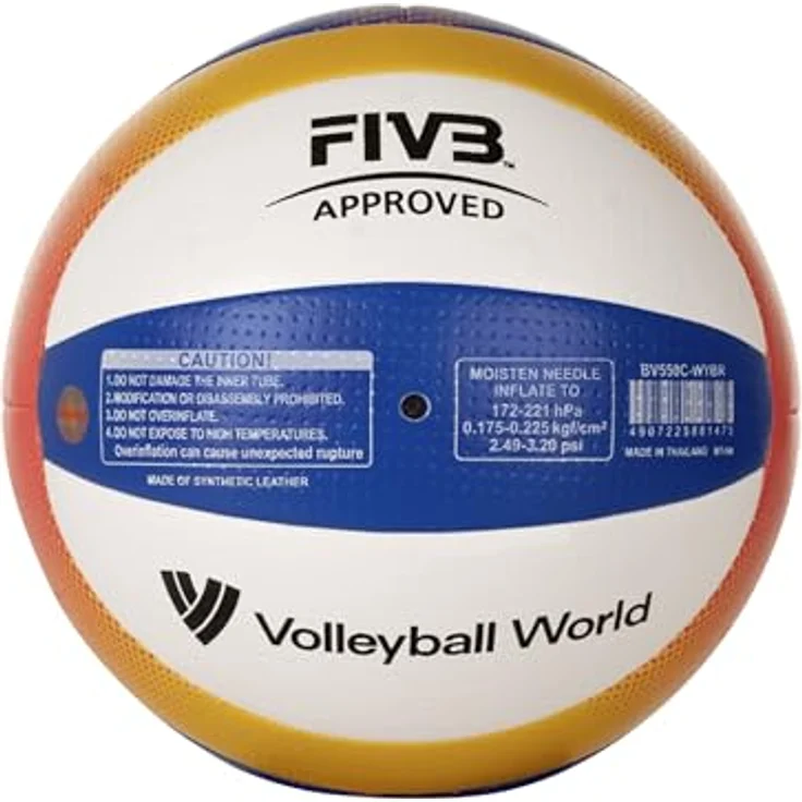 Mikasa Beach Pro BV550C, Volleyball mit Dimple-Technologie und umweltfreundlichem Material, Tricolor-Kombination, FIVB Official Game Ball – Bild 3