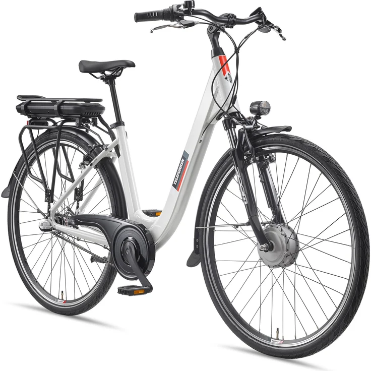 Telefunken City E-Bike RC836, Damen 28 Zoll, Frontmotor 250 W, 3-Gang Nabenschaltung, 474 Wh Akku, StVZO ausgestattet