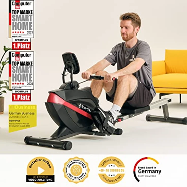 SportPlus| Rudergerät für zuhause| Designed in Germany, klappbar, leises Magnetbremssystem, 8 Widerstandsstufen, Schwungmasse 8kg – Bild 2