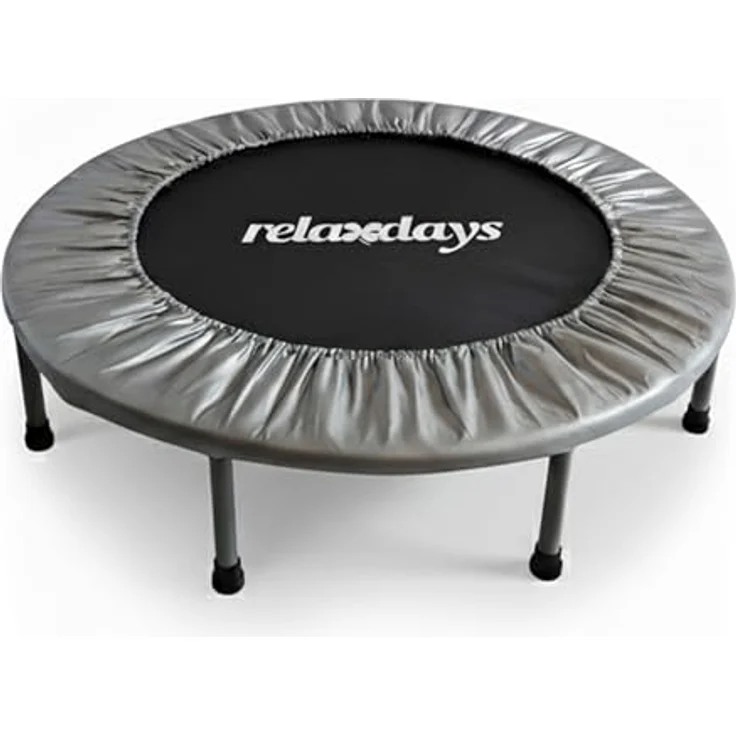 Relaxdays Indoor Trampolin, Ø 95 cm, faltbares Minitrampolin bis 100 kg für Fitness & Gymnastik, grau – Bild 1