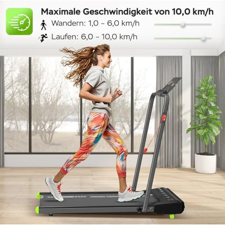 TurboTronic By Z-LINE Cardio Laufband & Cardiotrainer, bis 10 km/h, 2 Steigungsstufen, 6 Programme, LED-Display, Tablet-Halterung, klappbar, bis 120 kg, für Zuhause & Büro – Bild 3