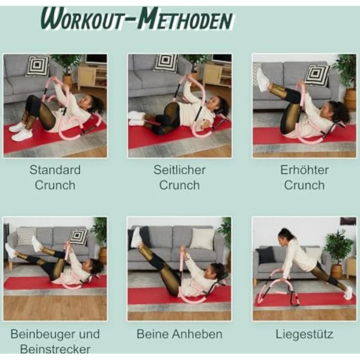 relaxdays Bauchtrainer AB Roller für Zuhause in Rosa, Nackenstütze, bis 100 kg Belastbarkeit – Bild 3