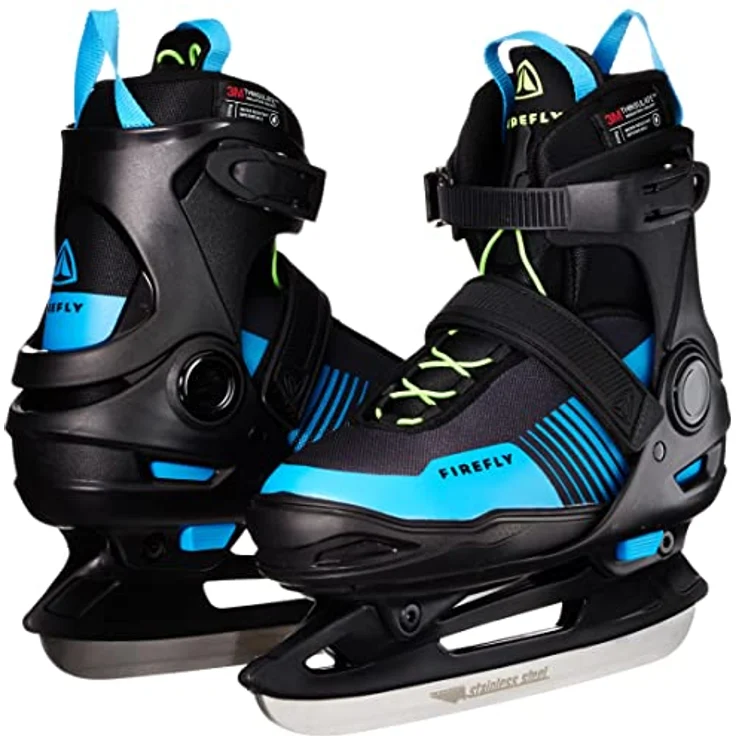 FIREFLY Unisex Jugend Flash IV Eishockeyschuhe, Black/Blue/Green, 33 - Speed Lacing-System, Powerstrap-Schnalle, hohe Wärmedämmung – Bild 3
