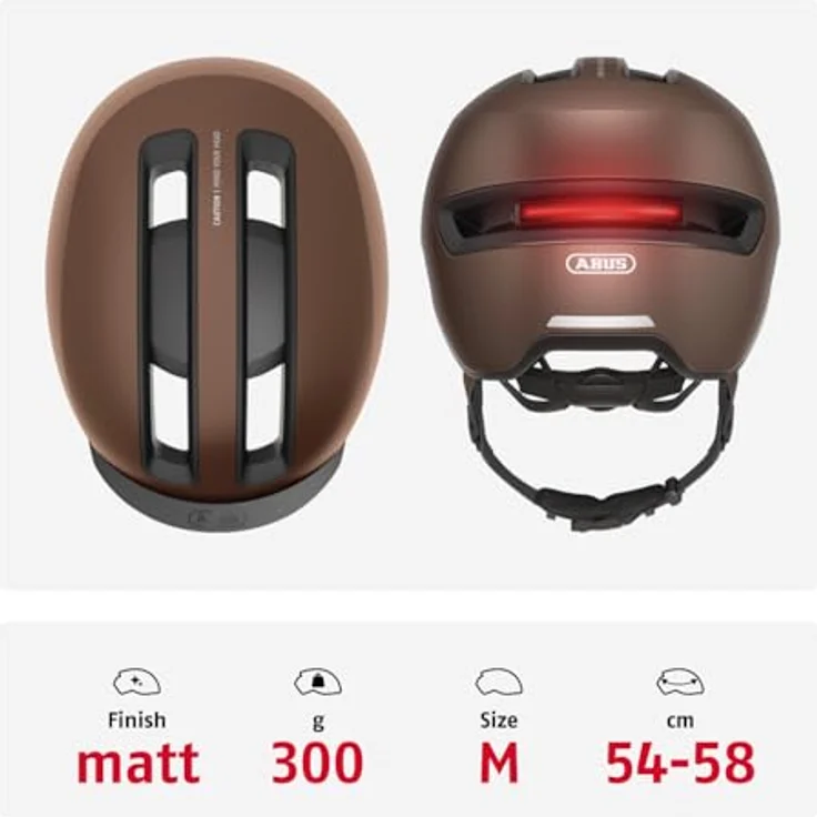 Abus HUD-Y Urban Velohelm, 54-58 cm, mit wiederaufladbarem Heck-LED und 4 Lichtmodi – Bild 3