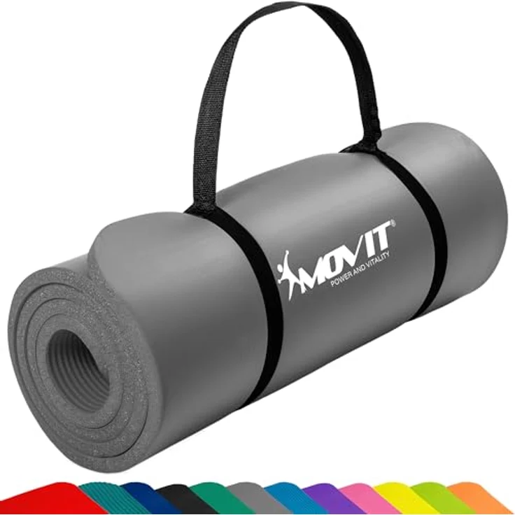 MOVIT Gymnastikmatte, hautfreundlich und phthalatfrei, 183cm x 60cm x 1,0cm in grau – Bild 1