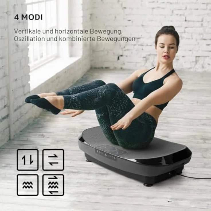 Klarfit Vibe 4DX Pro Vibrationsplatte mit 4 Bewegungsmodi, 20 Geschwindigkeiten, grau schwarz – Bild 4