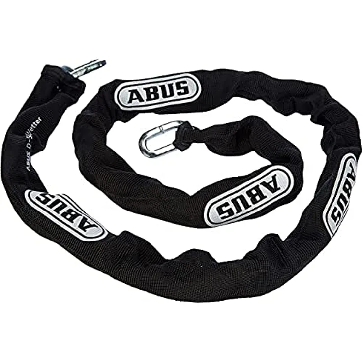 ABUS Kette 6KS, 6 mm starke Fahrradschlosskette, 110 cm lang, schwarz, mit Textilschlauch und Power Link Technologie