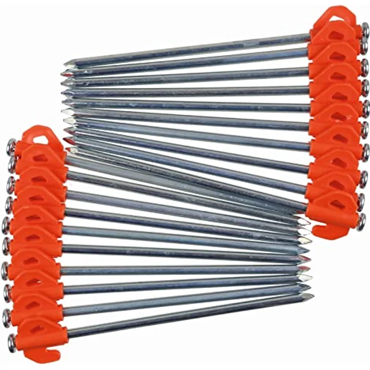 Regatta 20,3 cm Stahl-Heringe für Zelte, 20 Stück, orange mit robustem Aufbewahrungskoffer – Bild 5