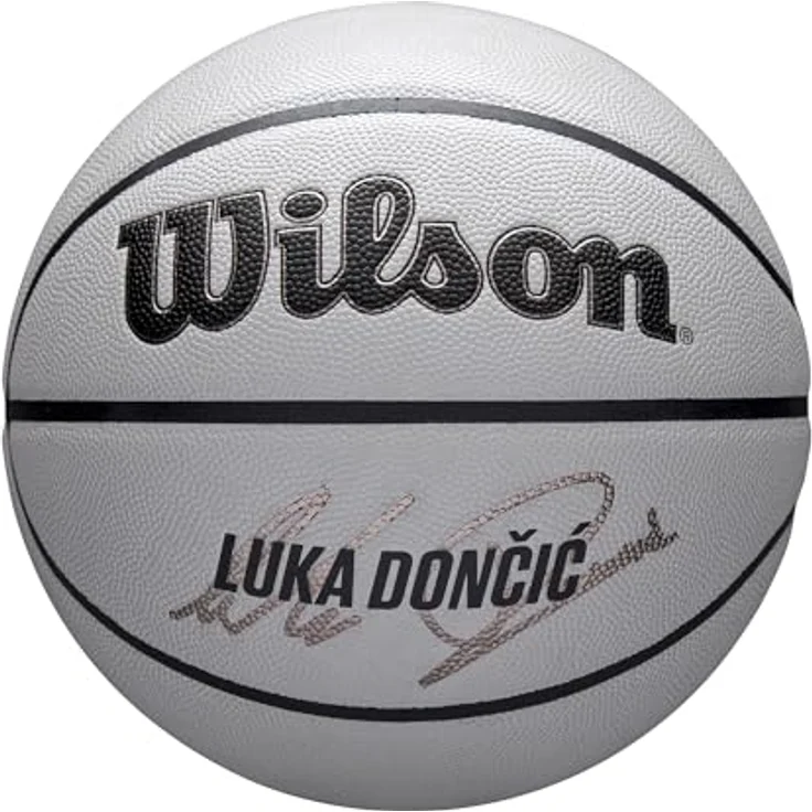 Wilson NBA Player Icon UV Basketball, Dončić Design, Mit UV-Schutz, Pure Feel Textur und True Grip Beschichtung, Farbe: Grau, Größe: 7 – Bild 1