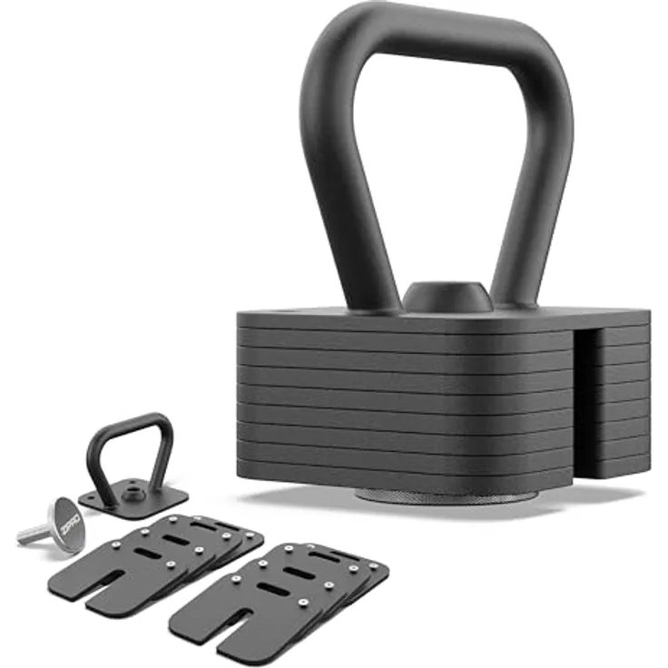 ZIPRO Kettlebell SQUARE Verstellbar bis 19 kg Kugelhantel Einstellbar für Krafttraining Fitness Workout zu Hause, Schwarz