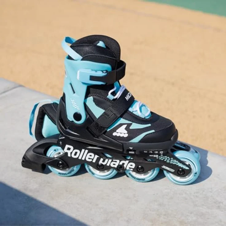 Rollerblade MICROBLADE, Adjustable Inline-Skates für Kinder, Unisex, Schwarz/Hellblau, 33-36.5, Hochwertige Konstruktion, Komfortabler Fit, Robuste Schiene – Bild 5