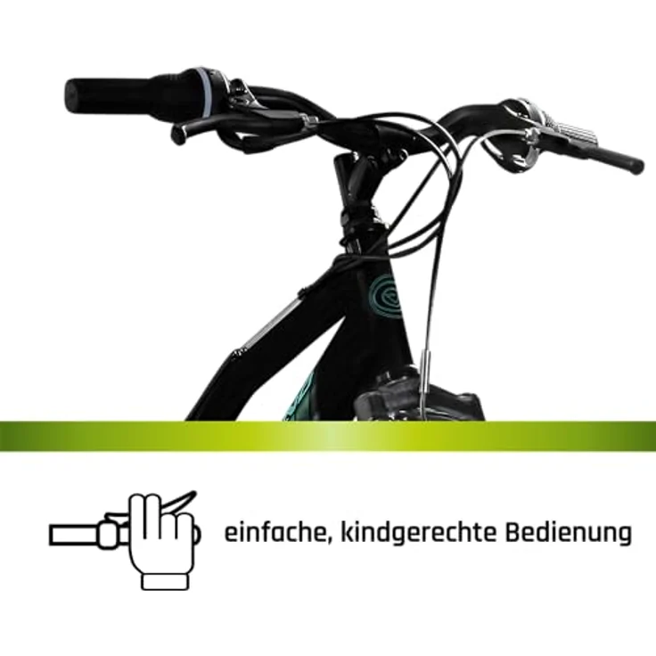 Galano Mountainbike FS240, 18 Gang Shimano Tourney, vollgefedert, 24 Zoll, schwarz/türkis, geeignet für Kinder 130-145 cm – Bild 7
