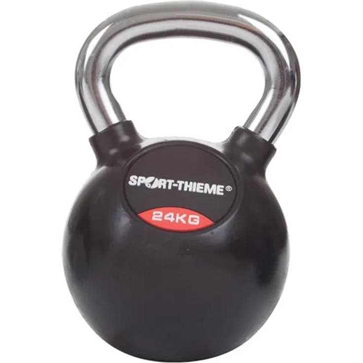 Sport-Thieme Kettlebell 24 kg, gummiert mit glattem Chrom-Griff, ideal für Indoor und Outdoor Training – Bild 2