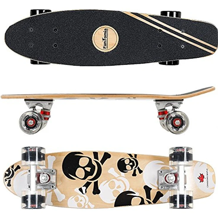 FunTomia Mini-Board Cruiser Skateboard 57cm, 7-lagiges kanadisches Ahornholz, ABEC-9 Kugellager, wählbare LED Rollen, Belastbarkeit 100 kg – Bild 1
