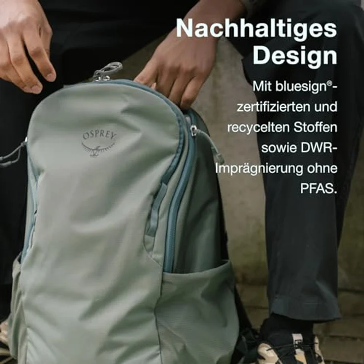 Osprey Astronova Soundwave Grey OS, Wanderrucksack mit gepolstertem Laptopfach für 16 Zoll Geräte, zwei Flaschenhaltern und Gurtschlaufen zur Befestigung – Bild 5