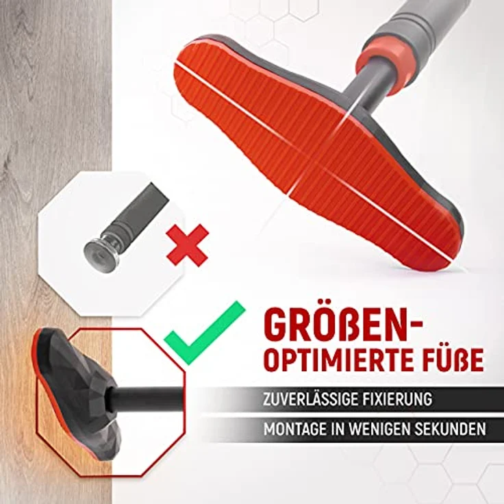 NEOLYMP Klimmzugstange Tür mit innovativer Gear-Lock Funktion + E-Book (Rot) – Klimmzugstange Türrahmen Pull up Bar Tür Klimmzugstange Klimzugststange Türrahmen Turnstange Türrahmen Door Pull up Bar – Bild 2