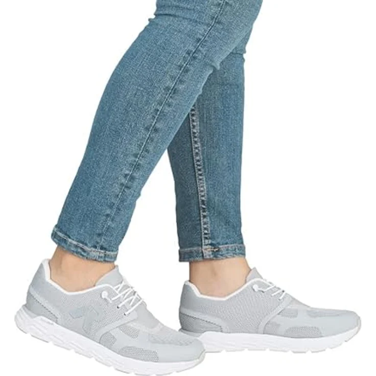 Rieker Preston Laufschuhe, taubengrau Textil mit Gummischnürung und herausnehmbarer MemoCup-Einlegesohle, Größe 43, Normalweite – Bild 2