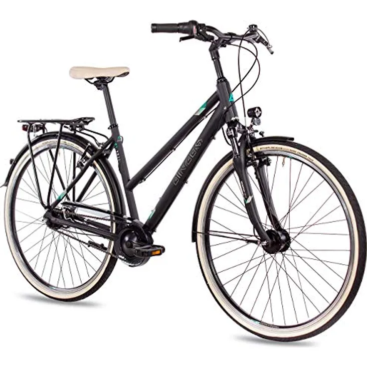 Airtracks Damen City Fahrrad 28 Zoll CI.2820L Trekking Bike Schwarz Matt - 48cm Körpergröße 165-175cm mit Shimano Nexus 7 Gang Nabenschaltung und Nabendynamo
