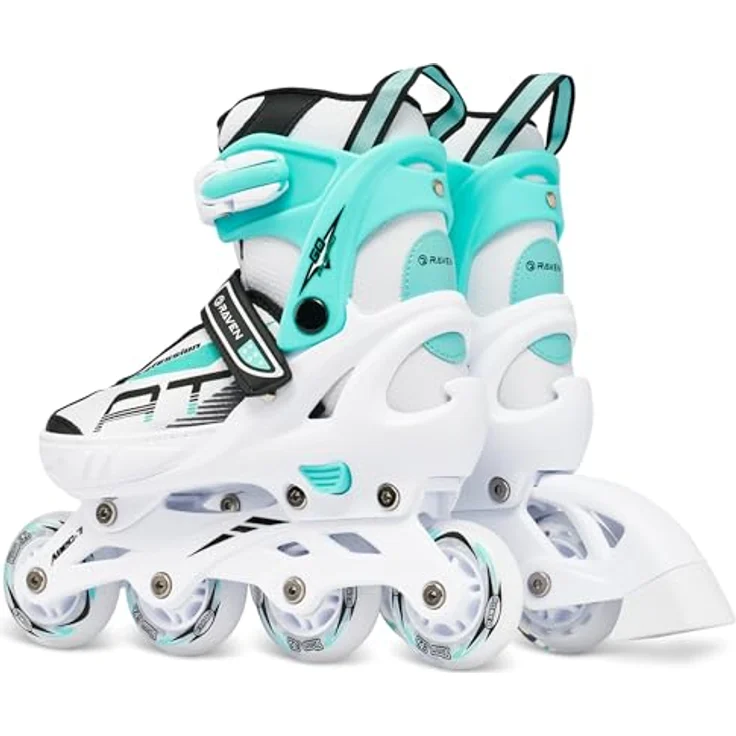 RAVEN Profession Inlineskates, verstellbare 2in1 Inliner für Kinder und Erwachsene, White/Mint, Größe 31-35 (20,5cm-22,5cm) – Bild 5