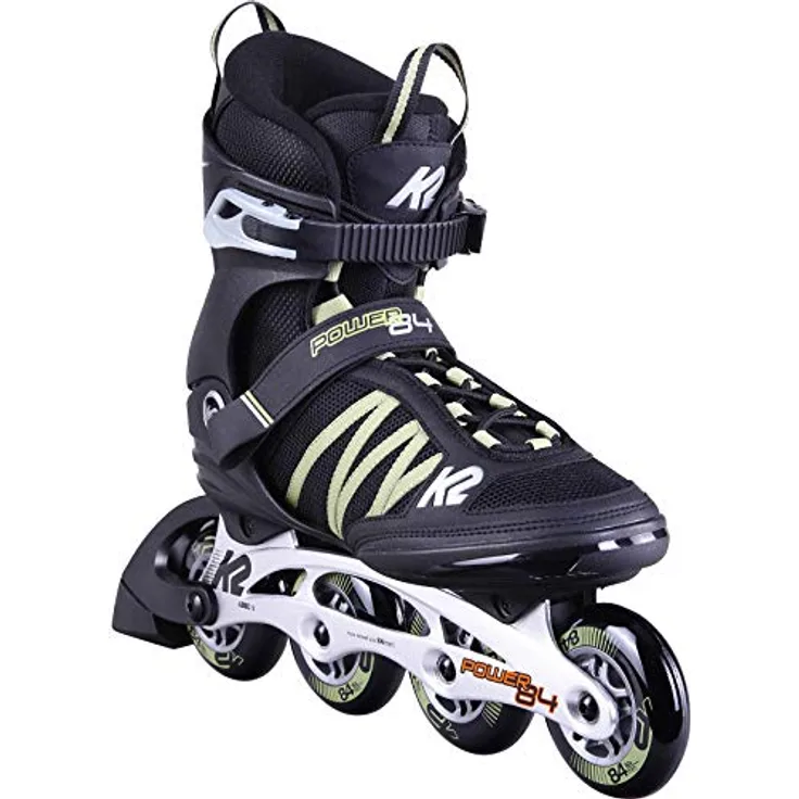 K2 Inlineskates Power 84, Komfortable Softboot mit Stability Manschette und 84 mm Rollen, Black/Sand, Größe 45