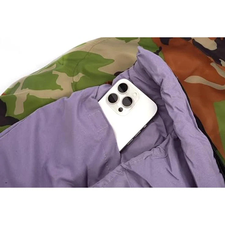 EXPLORER Ranger Schlafsack Mumienschlafsack 3-4 Jahreszeiten -18°C +3°C, 350GSM, Camouflage, 230x80x55cm, leicht und kompakt, ideal für Outdoor, Camping und Trekking – Bild 2