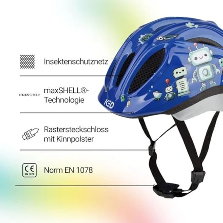 KED Meggy II Trend I Kinder Fahrradhelm, Insektenschutznetz, integriertes LED-Rücklicht, maxSHELL Technologie, Farbe: roboter glossy, Größe: 52-58 (M) – Bild 2