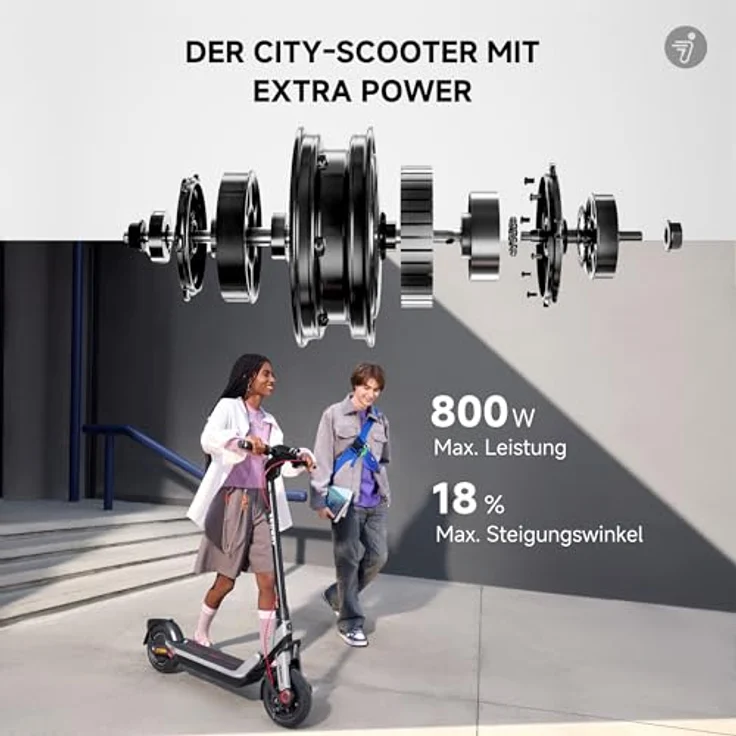 Segway-Ninebot E3 Pro D, E-Scooter für Pendler mit 55km Reichweite, faltbar, 17,9kg, Federung vorne & hinten, 10-Zoll Reifen, IPX5, Straßenzulassung – Bild 3