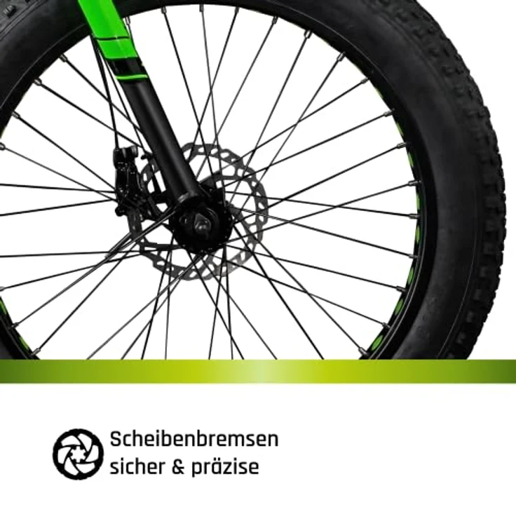 Galano Fatman 4.0, 24 Zoll Fatbike für Jugendliche mit 7 Gängen, schwarz/neongrün – Bild 7
