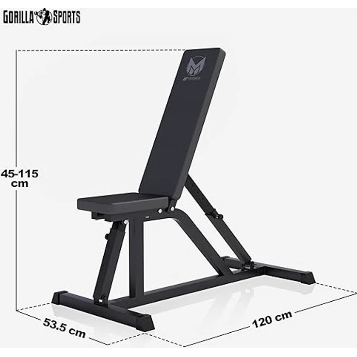 GYRONETICS® Hantelbank - Multifunktion, Rückenlehne 8-Fach und Sitz 3-Fach verstellbar, 120 x 53,5 x 115 cm, bis 200kg Belastbar - Schrägbank, Trainingsbank, Flachbank, Weight Bench, Fitness – Bild 4