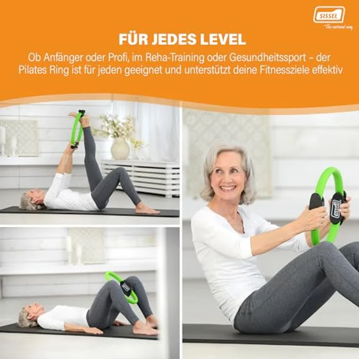 SISSEL® Pilates Circle Compact | Glasfaserring mit Schaumstoffpolstern | Antirutsch-Gummierung | Ideal für Kraft- und Koordinationstraining | Inkl. Übungsposter | Lime – Bild 4