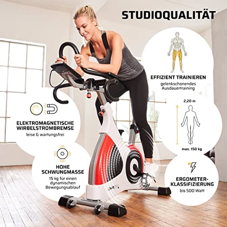 SportPlus Speedracer, Indoor Cycling Bike in Studioqualität, 50 Widerstandsstufen, Triathlonlenker & Rennsattel, Bis 500 Watt, Benutzergewicht bis 150 kg, SP-SRP-3000 – Bild 3