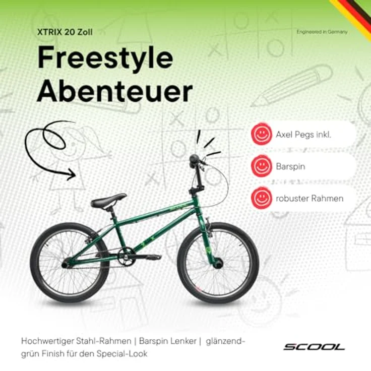 S'cool BMX-Rad XtriX 20, Kinderfahrrad mit 1 Gang, robuster Rahmen, 20 Zoll – Bild 3