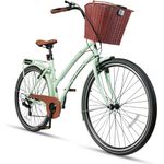 Bisan SERENITY S, Mint grün, City Bike, 28 Zoll Fahrrad, abnehmbarer Korb, für Herren und Damen