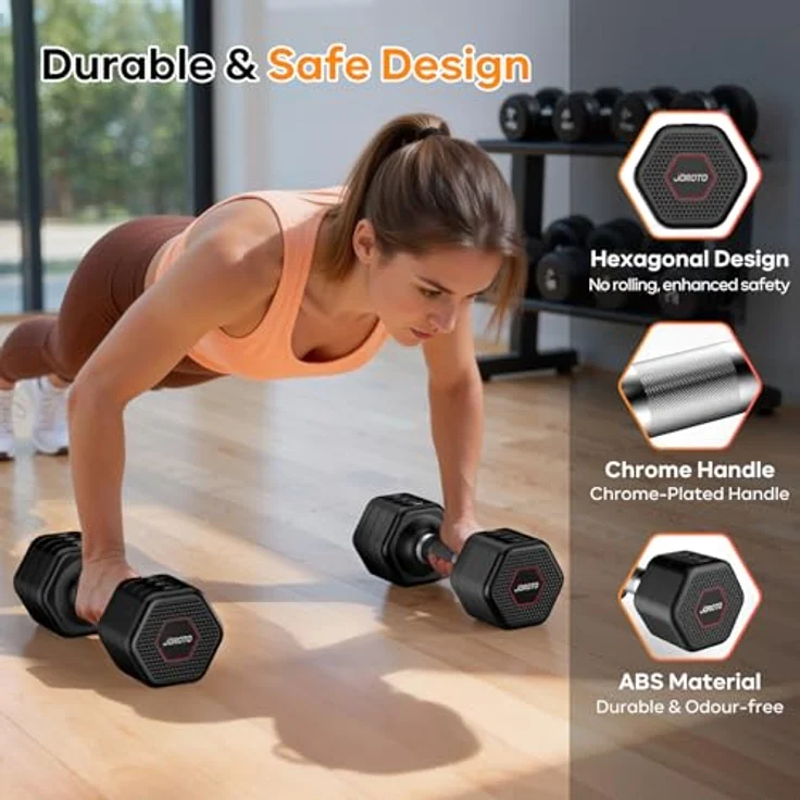 JOROTO Hanteln Set, 4-in-1 Verstellbare Kurzhanteln 2er Set, 2–5 kg, schwarz – Bild 4