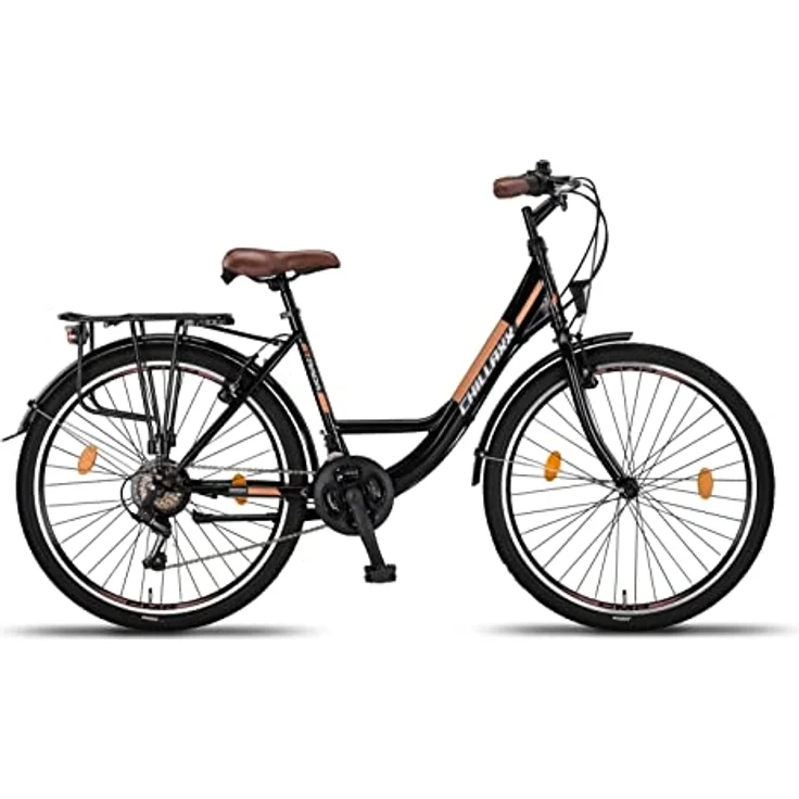 Chillaxx Strada Premium Citybike 26 Zoll in Schwarz-Braun V-Bremse - 21 Gang-Schaltung - Hollandfahrrad für Damen, Herren, Mädchen und Jungen – Bild 2