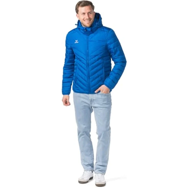 Erima CMPT Puffer Jacke Herren, leichte Steppjacke mit abnehmbarer Kapuze und elastischem Einfassband, blau, Gr 3XL – Bild 4