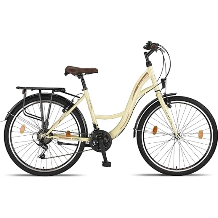 Licorne Bike Stella Premium City Bike 26 Zoll Beige - Hollandfahrrad Citybike für Damen und Herren mit 21 Gang-Schaltung – Bild 4