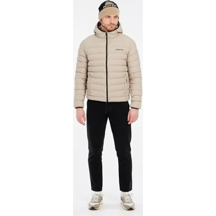 PROTEST PRTBASSO Outdoor Pufferjacke, umweltfreundlich aus Recyclingmaterial, normale Passform, Farbe: BambooBeige, Größe M – Bild 5