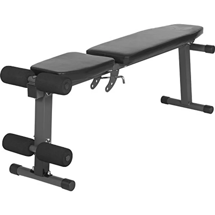 GYRONETICS® Hantelbank - Multifunktion, Rückenlehne 8-Fach und Sitz 3-Fach verstellbar, klappbar, 120 x 33 x 46 cm - Schwarze Schrägbank, Trainingsbank, Negativbank, Flachbank, Sit Up Bank, Fitness