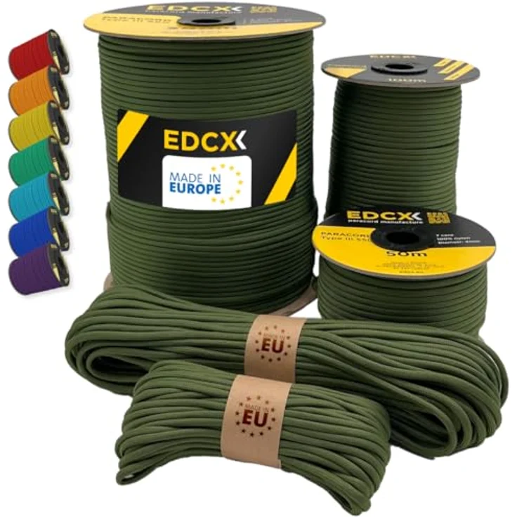 EdcX Paracord 550, 4 mm Nylonseil, 300 m in Moss, stark und langlebig, ideal für Camping und DIY-Projekte – Bild 1