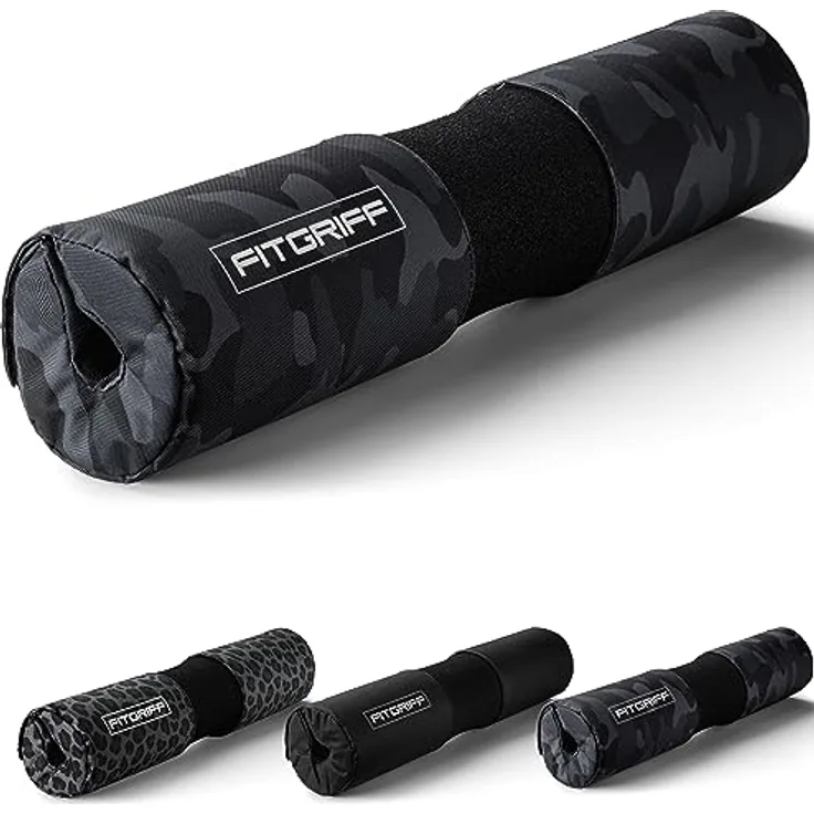 Fitgriff® Langhantel Polster, Hip Thrust Pad mit Klettverschluss - Hantel Nackenpolster - Polsterung für Squats, Booty Training, Gym (Camo-Black)