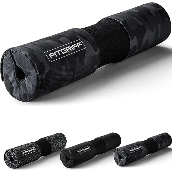 Fitgriff® Langhantel Polster, Hip Thrust Pad mit Klettverschluss - Hantel Nackenpolster - Polsterung für Squats, Booty Training, Gym (Camo-Black) – Bild 1