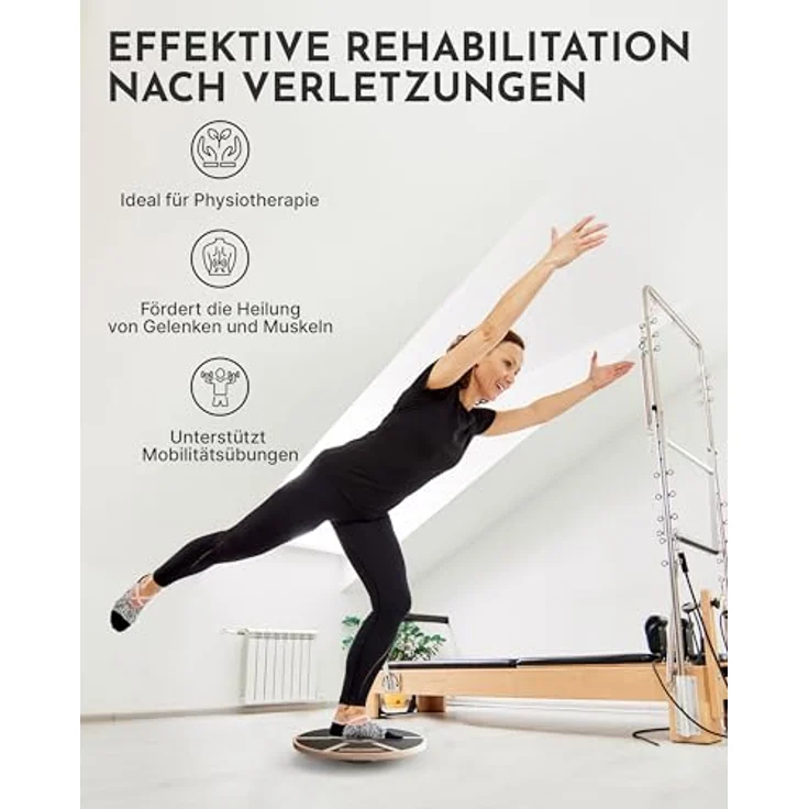 NEOLYMP Balanceboard Holz mit Griffen, 360° Rutschfestes Gleichgewichtsboard aus Echtholz mit Anti-Rutsch-Beschichtung – Bild 4