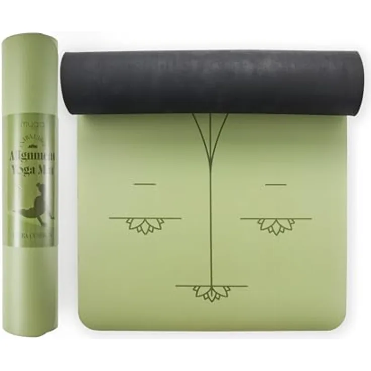 Myga XL Ausrichtungs-Yogamatte mit Eingezeichneten Körperausrichtungslinien, 6 mm Dicke, Rutschfeste Polsterung, 195 x 68 cm