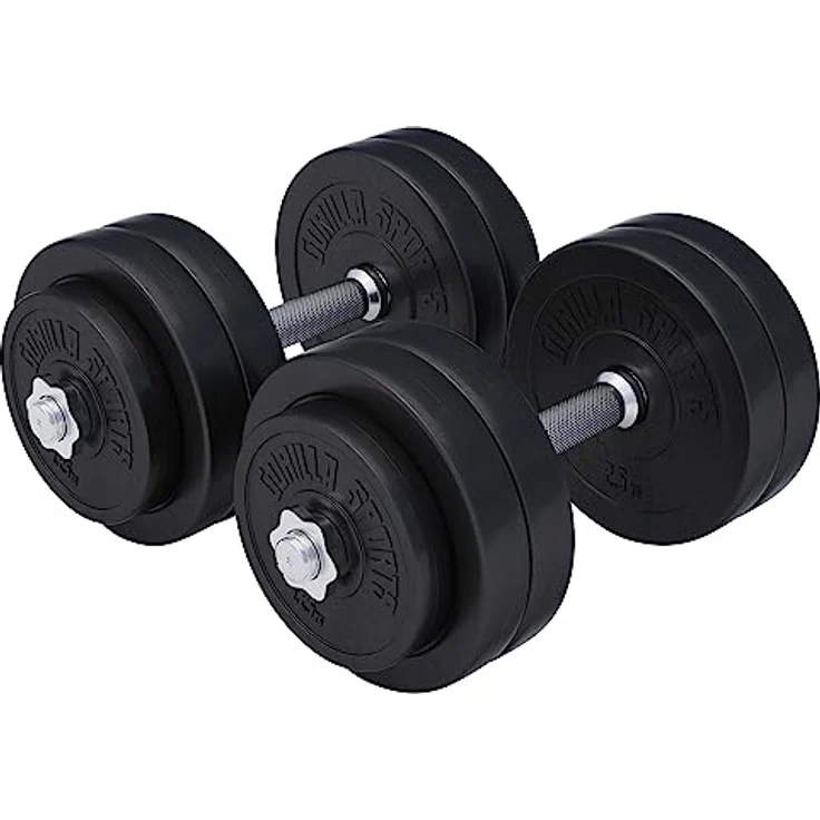 GORILLA SPORTS® Kurzhantelset 20kg/30kg - 2er Set, Ø 30mm, 2x Kurzhantelstangen, mit 4 Sternverschlüsse, Griff gerändelt, aus Kunststoff - Hantelset, Kurzhanteln, Hanteln, Kurzhantel Set – Bild 1
