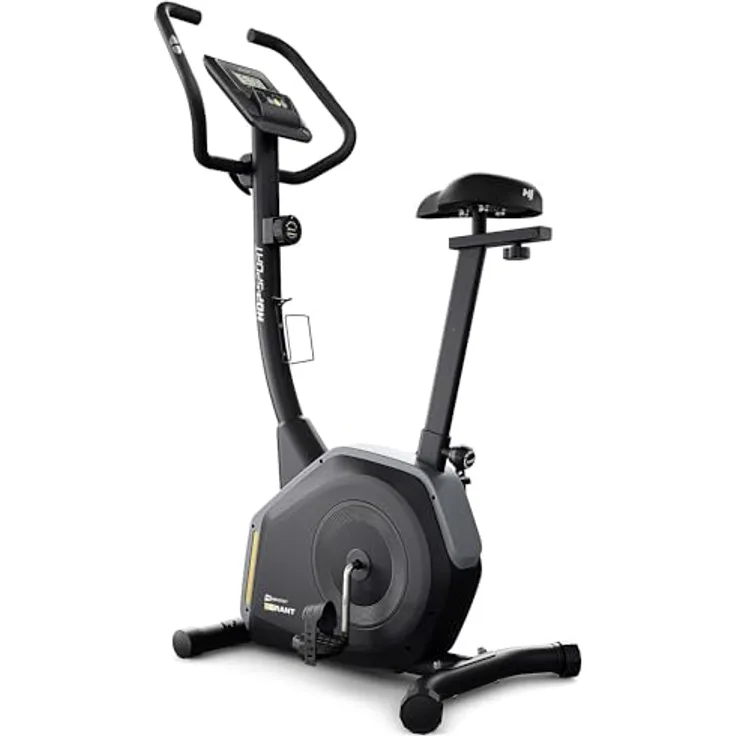 HS HOP-SPORT Heimtrainer Fahrrad HS-4000H Grant mit magnetischem Widerstand und intuitivem LCD-Monitor, Hometrainer mit 16 Widerstandsstufen & Handpulsmessung, bis 125 kg belastbar, in schwarz