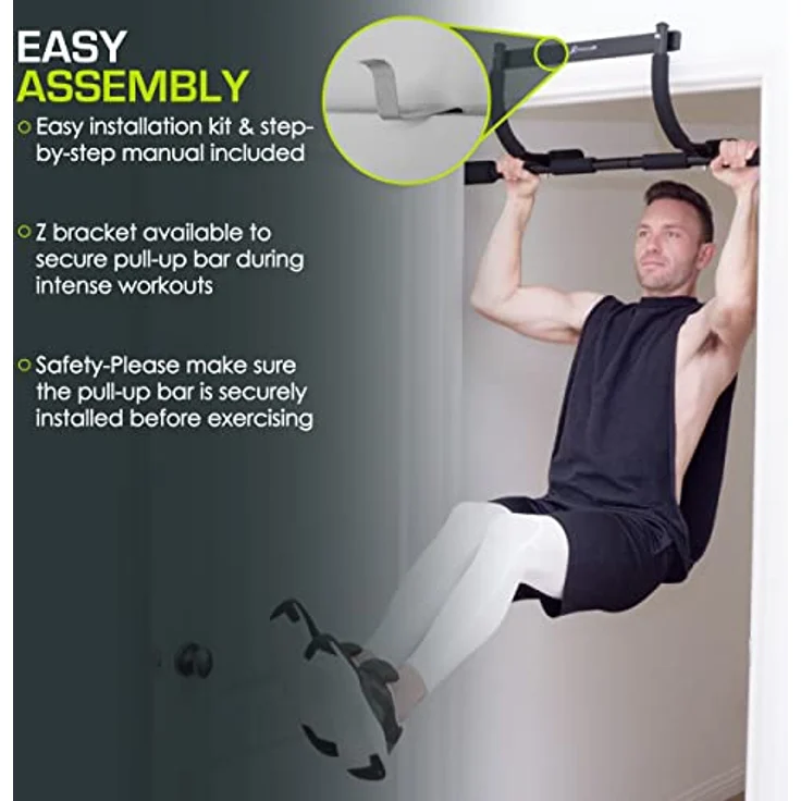 ProsourceFit Multi-Grip Lite Pull Up/Chin Up Bar, Heavy Duty Türrahmen Klimmzugstange für Zuhause, 24”-32”, 8 rutschfeste Griffe, bis 300 lbs tragbar – Bild 5
